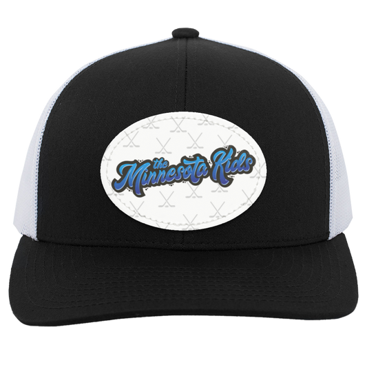 The Minnesota Hockey Kids Trucker Snap Back Hat with Hockey Stick Details